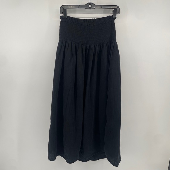 GAP Dresses & Skirts - Gap Midi Skirt Womens Small Black Smocked Waist Cotton Gauze Boho Casual NWT